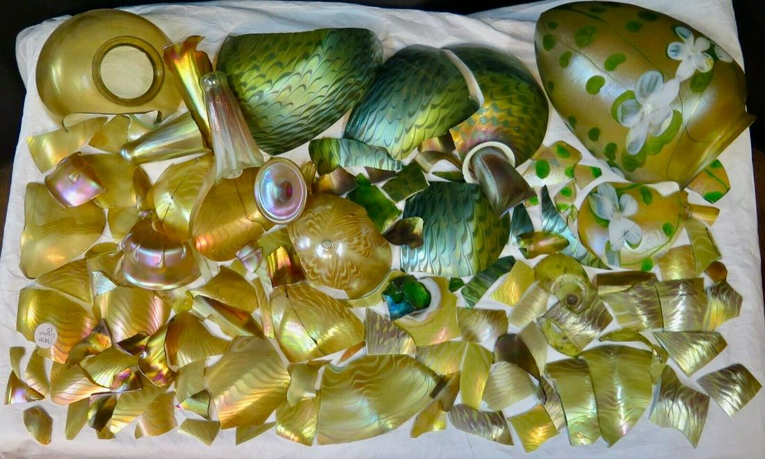 Original Tiffany Studios Dimensional Favrile Glass Fragments: Original Tiffany Studios Dimensional Favrile Glass Fragments Style: Art Nouveau Material: Glass Original/Reproduction: Antique Original Features: Signed some Type: Fragments Color: multicolor Glassmak