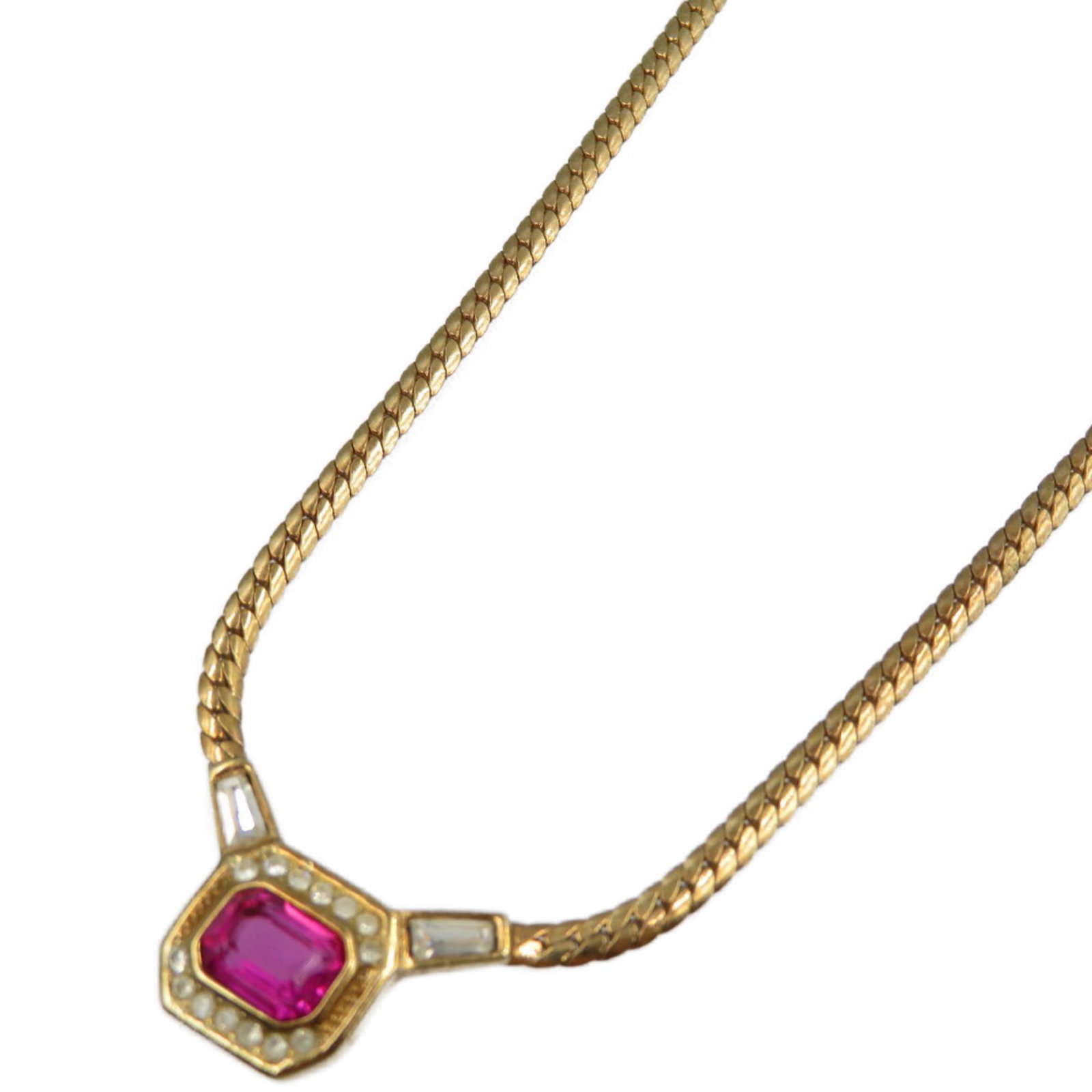 Christian Dior Metal Rhinestone Gold Pink Necklace Choker: Christian Dior Metal Rhinestone Gold Pink Necklace Choker Brand: Christian Dior Country of Origin: Germany Necklace Type: Necklace Gender: Women Material: Metal Color: Pink Stone: Rhinestone Stone Col