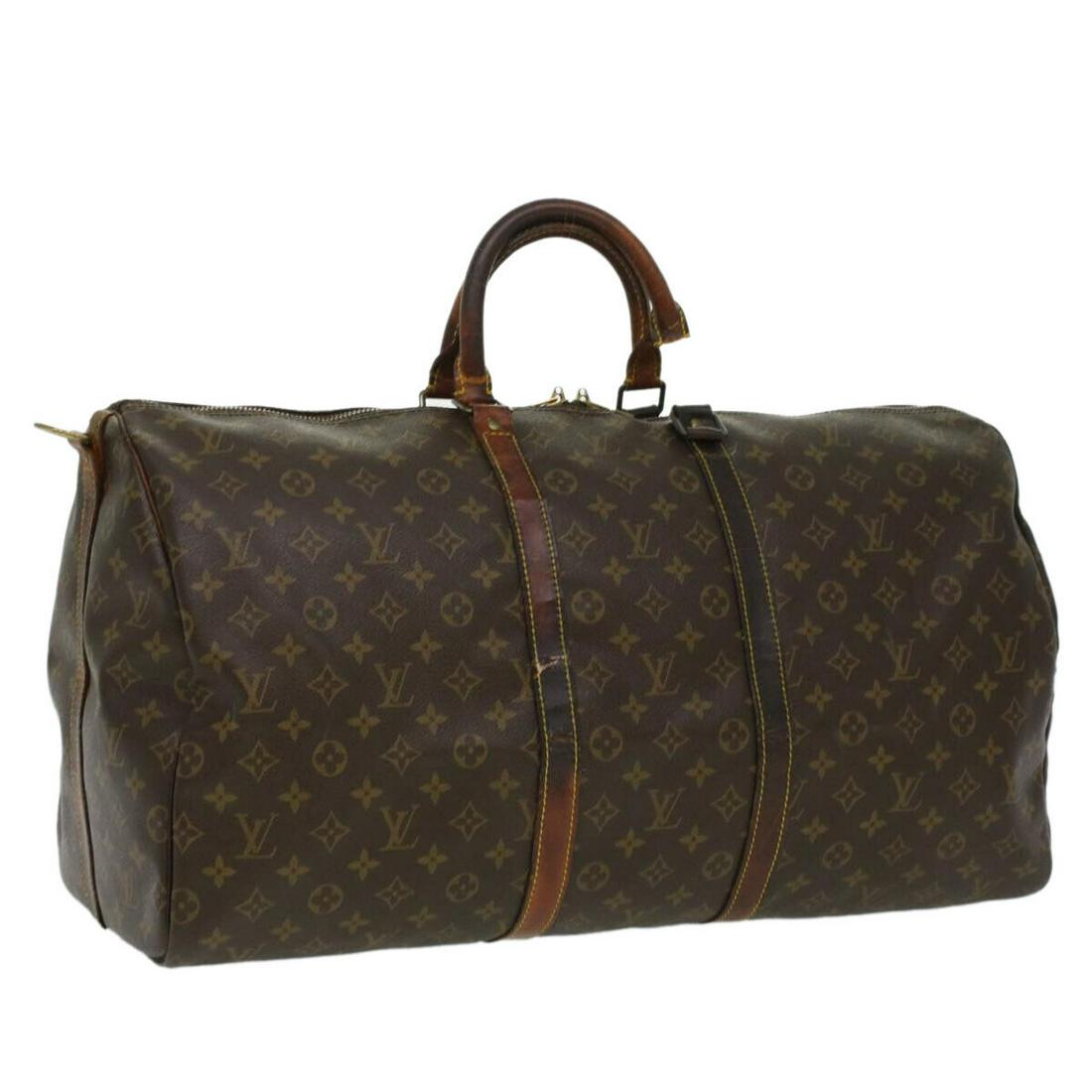LOUIS VUITTON Monogram Keepall Bandouliere 55 Boston Bag M41414 LV: LOUIS VUITTON Monogram Keepall Bandouliere 55 Boston Bag M41414 LV Brand: LOUIS VUITTON Style: Boston Bag Material: Monogram Canvas Exterior Color: Monogram Bag Height: 10.6inch(Approx) / 27cm(Approx)