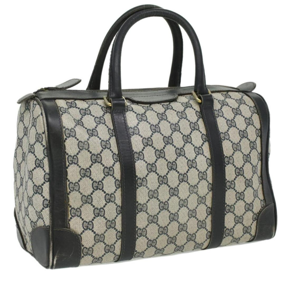 GUCCI GG Canvas Boston Bag Navy: GUCCI GG Canvas Boston Bag Navy Brand: GUCCI Style: Boston Bag Material: GG Canvas Exterior Color: Navy Bag Height: 8.5inch(Approx) / 21.5cm(Approx) Bag Depth: 6.3inch(Approx) / 16cm(Approx) Bag Lengt