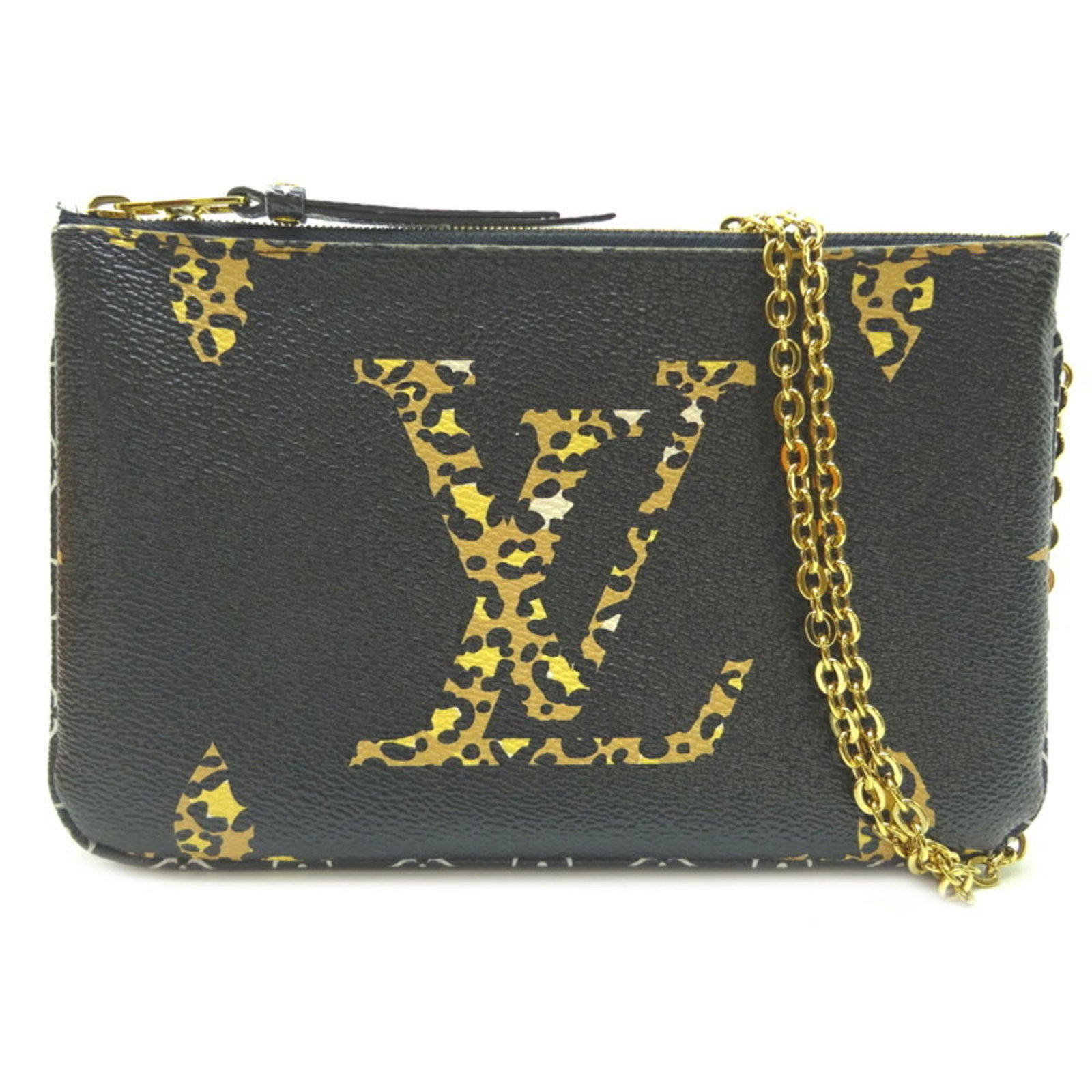 Louis Vuitton Pochette Double Zip LV Jungle Collection Women's Shoulder Bag M67874 Monogram Black: Louis Vuitton Pochette Double Zip LV Jungle Collection Women's Shoulder Bag M67874 Monogram Black Leopard Print Brand: Louis Vuitton Line: Collection Type: Pochette Shoulder bag Material: Monogram Mon