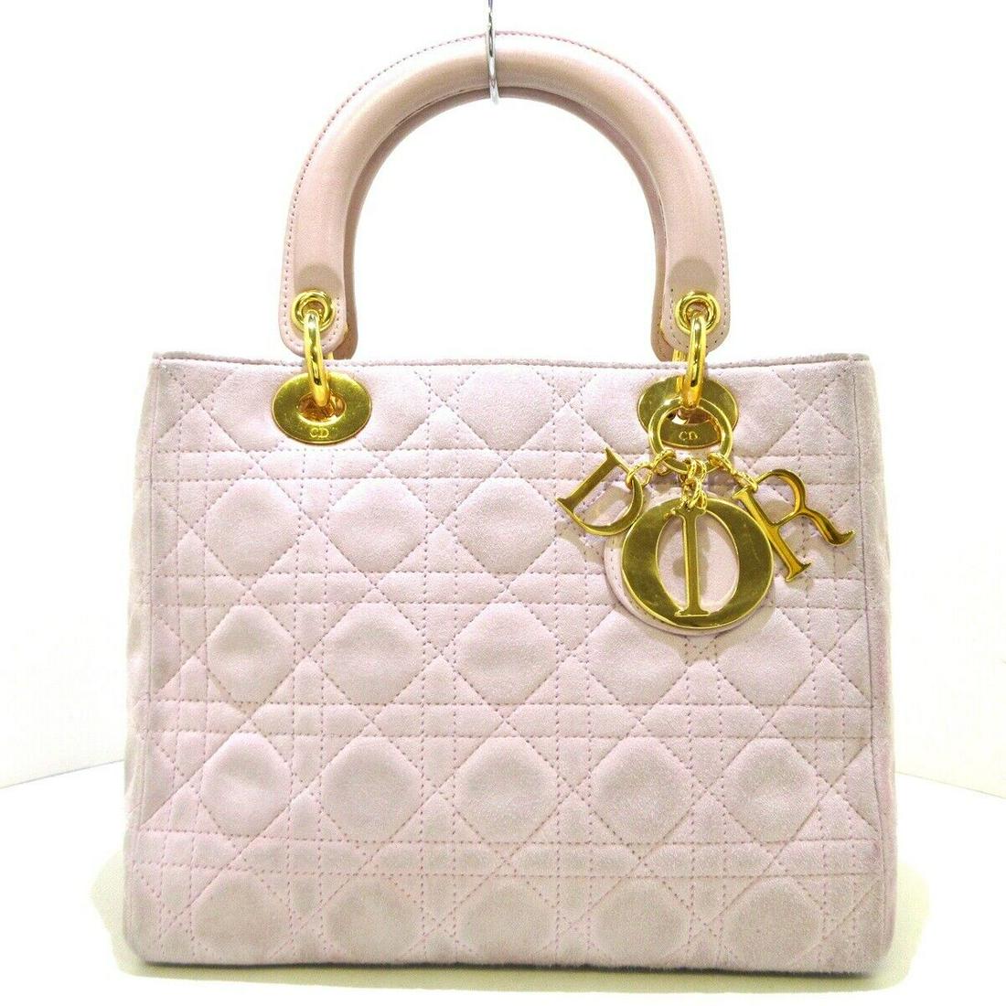 DIOR/ChristianDior Lady Dior Medium Bag Pink Suede Leather Women's Handbag: DIOR/ChristianDior Lady Dior Medium Bag Pink Suede Leather Women's Handbag Brand: DIOR/ChristianDior Style: Handbag Exterior Color: Pink Exterior Material: Suede Leather Product Name: Lady Dior Medium
