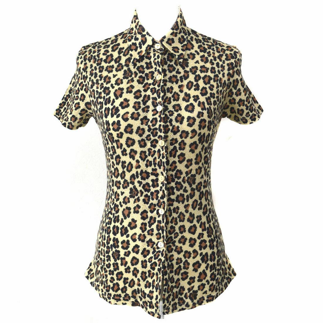 FENDI Vintage Leopard Pattern Short Sleeve Tops Beige: FENDI Vintage Leopard Pattern Short Sleeve Tops Beige Size: One Size Style: T-Shirt Material: 42% Cotton 42% Modal 16% Nylon Modified Item: No Sleeve Type: Short Sleeve Color: Beige Brown Black Brand: