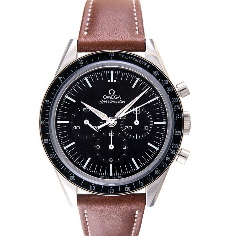 Omega Speedmaster Professional Moonwatch: Omega Speedmaster Professional Moonwatch Brand: Omega Model: Speedmaster Professional Moonwatch Dealer product code: 3874A Movement: Manual winding Case material: Steel Bracelet material: Calf skin Ye
