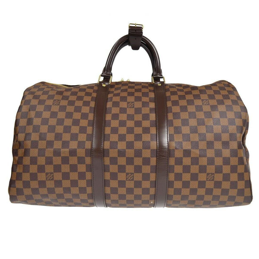 LOUIS VUITTON KEEPALL 50 TRAVEL HANDBAG DAMIER FRANCE N41427 MB0027: LOUIS VUITTON KEEPALL 50 TRAVEL HANDBAG DAMIER FRANCE N41427 MB0027 Bag Width: 19.7 Pattern: Damier Bag Height: 11.4 Closure: Zip Occasion: Travel Size: Extra Large Handle Style: Double Handles Lining
