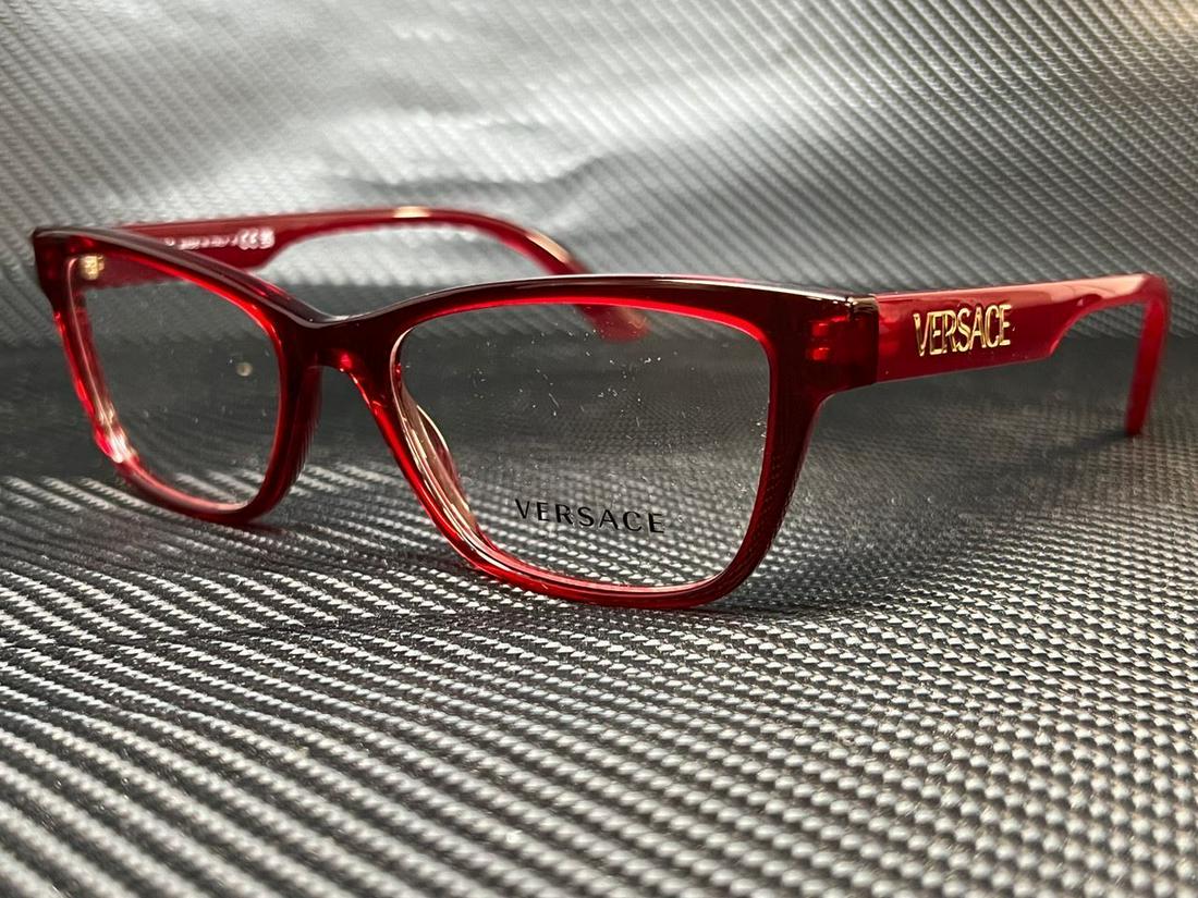 VERSACE VE3316 388 Transparent Red Pillow 53 mm Women's Eyeglasses: VERSACE VE3316 388 Transparent Red Pillow 53 mm Women's Eyeglasses Brand: Versace Frame Color: Red Type: Eyeglasses New The BIDHAUS Guarantee: All items in this auction are guaranteed to be 100% authe