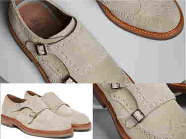 Brunello Cucinelli Double Monk Suede Pattern Shoes Brogues Monk-Strap 42- (1 of 11)