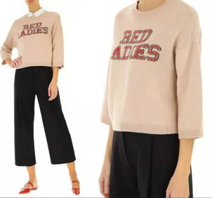 Valentino Red Insertia Cropped Cashmere Wool Sweat Sweater Sweater Knitted New S- (1 of 12)