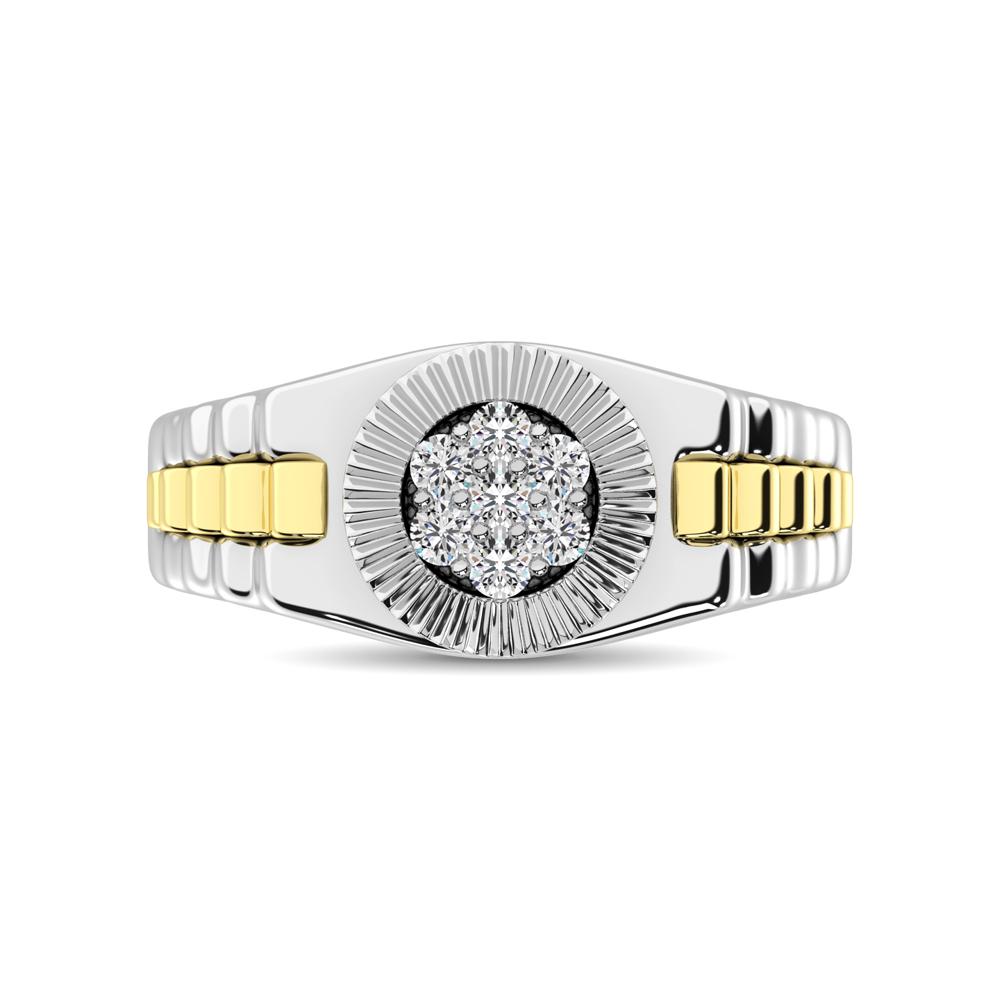 10K White Gold with Accent of 10K Yellow Gold 1/4 Ct.Tw. Diamond Ladies Fashion Ring: 10K White Gold with Accent of 10K Yellow Gold 1/4 Ct.Tw. Diamond Ladies Fashion Ring Crafted in 10K White Gold with Accent of 10K Yellow Gold, this Ladies Ring represents A Prestigious step Desi