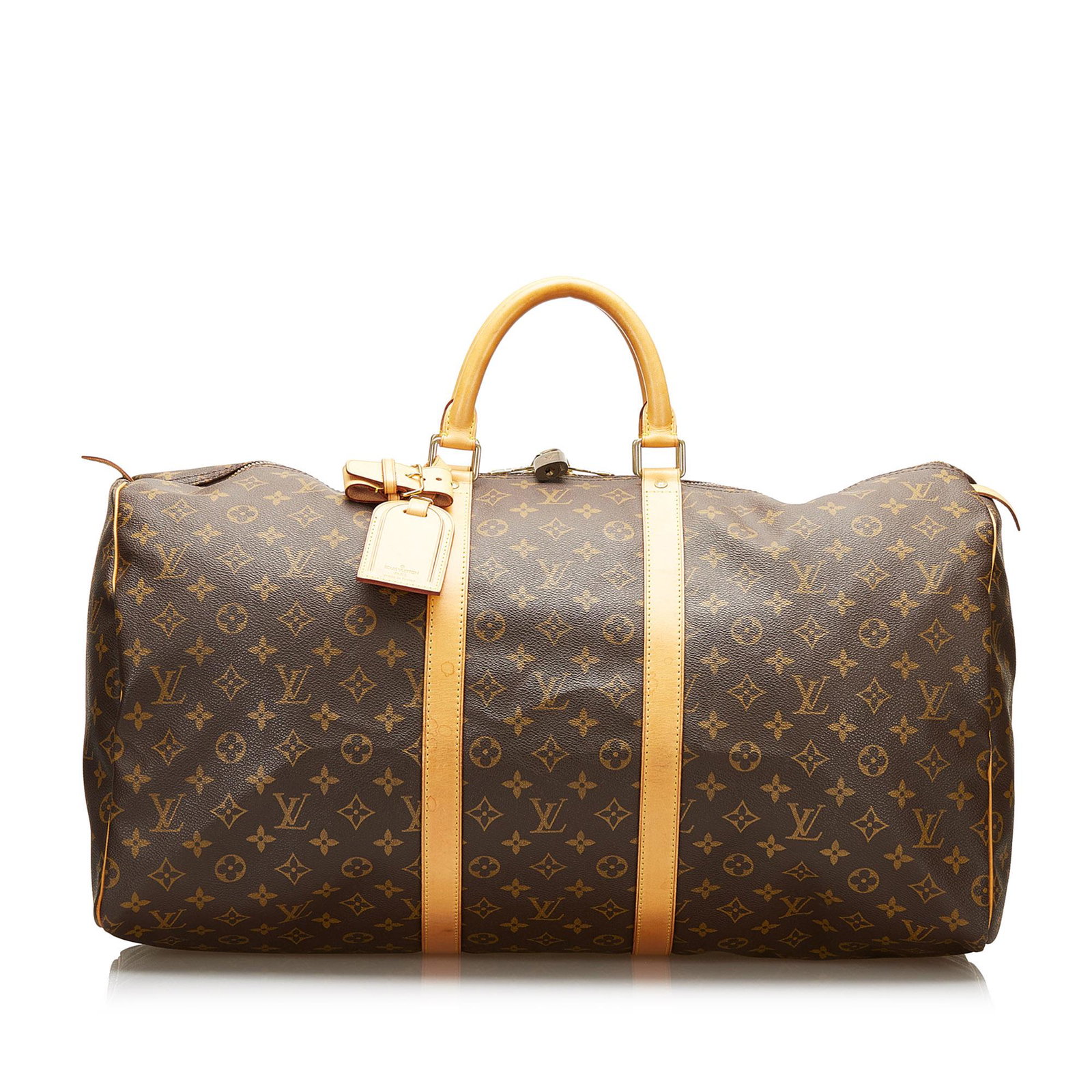 Louis Vuitton Monogram Keepall 55: Louis Vuitton Monogram Keepall 55 The Keepall 55 features a monogram canvas body rolled leather handles and a top zip closure. Brand: Louis Vuitton Model: Monogram Keepall 55 Origin: France Category: 