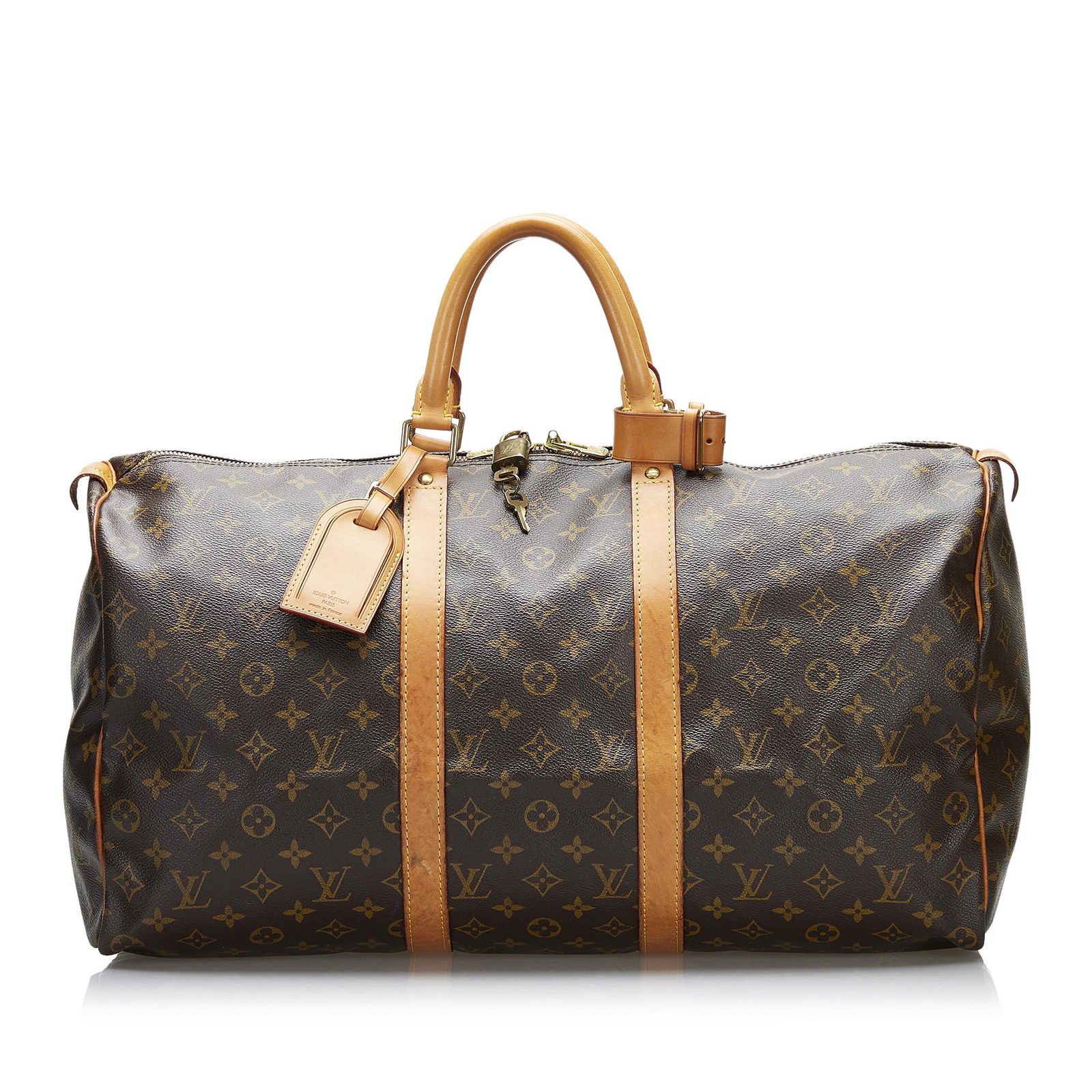 Louis Vuitton Monogram Keepall 50: Louis Vuitton Monogram Keepall 50 The Keepall features a monogram canvas body rolled leather handles and a top zip closure. Brand: Louis Vuitton Model: Monogram Keepall 50 Origin: France Category: Bag