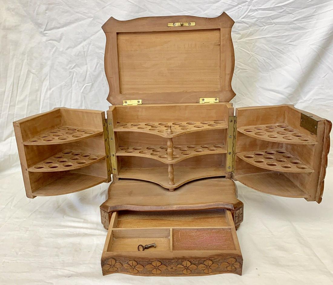 BLACK FOREST CIRCA 1900 GERMAN HAND CARVED BIRDS WOODEN CIGAR BOX