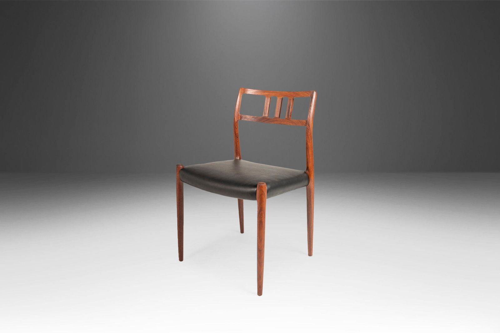 Moller Model 79 Side Chair in Rosewood & Leather by Niels Otto Mller for J.L. Mller Mobelfabrik: Moller Model 79 Side Chair in Rosewood & Leather by Niels Otto Moller for J.L. Moller Mobelfabrik Denmark c. 1960's Moller Model 79 Side Chair in Rosewood & Leather by Niels Otto Moller for J.