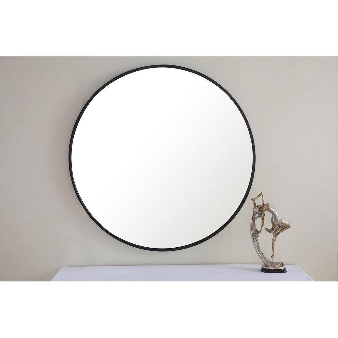 WALL MIRROR BLACK DINING LIVING ROOM BEDROOM BATHROOM VANITY HALLWAY OFFICE 32": WALL MIRROR BLACK DINING LIVING ROOM BEDROOM BATHROOM VANITY HALLWAY OFFICE 32" Warranty:: 1 year on finish and frame Size: L. 32" x Depth 1.0" x H. 32" Item Height: 32" Item Width: 32" Item Height (I