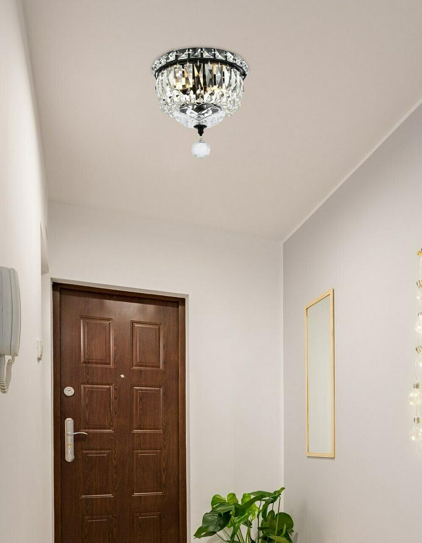 BLACK DINING ROOM BEDROOM HALLWAY CLEAR CRYSTAL FLUSH MOUNT LIGHTING 2 LIGHT 8": BLACK DINING ROOM BEDROOM HALLWAY CLEAR CRYSTAL FLUSH MOUNT LIGHTING 2 LIGHT 8" Light Color: Clear Clear White Warm White White Power Source: Hardwired Custom Bundle: No Ceiling: Lighting Item Length: