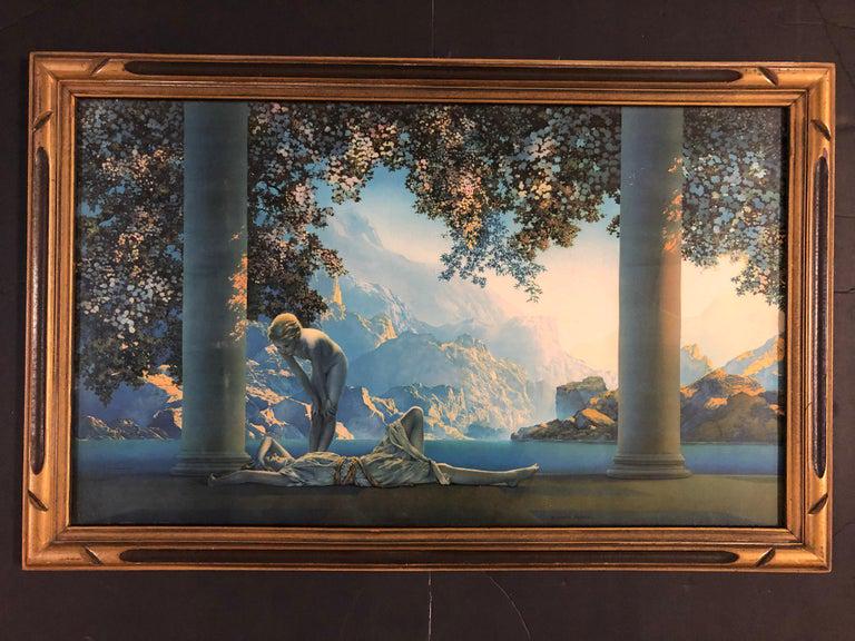 1920s Maxfield Parrish "Daybreak" Figurative Lithograph Print in Wood Frame: 1920s Maxfield Parrish "Daybreak" Figurative Lithograph Print in Wood Frame Creator:: Maxfield Parrish (Artist) Dimensions:: Height: 21 in (53.34 cm) Dimensions:: Width: 33 in (83.82 cm) Dimensions::