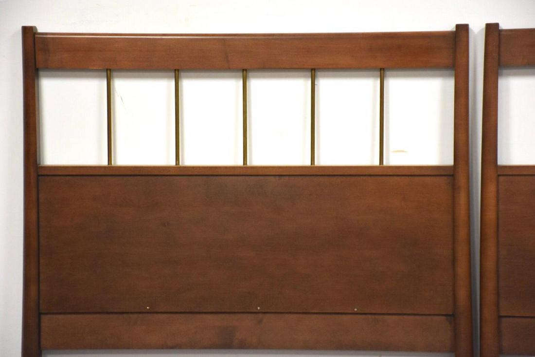 Solid Birch Planner Group Twin Headboards- a Pair Mid Century Modern: Solid Birch Planner Group Twin Headboards- a Pair Mid Century Modern A pair of mid century modern birch twin headboards with polished brass spindles designed by Paul McCobb for Winchendon Furniture "P