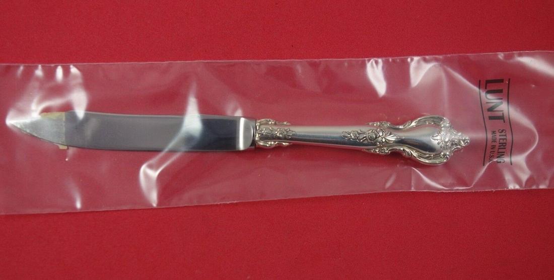 Delacourt by Lunt Sterling Silver Fruit Knife 6 3/4" New Silverware: Delacourt by Lunt Sterling Silver Fruit Knife 6 3/4" New Silverware Delacourt by luntdelacourt by lunt sterling silver, new in factory sleeve, hollow handle with stainless blade, fruit knife, 6 3/4". 