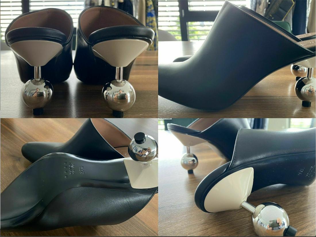 Marni Iconic Leather Orb Pin Heel Mules Ankle Boots Sandals Shoes 37 5: Marni Iconic Leather Orb Pin Heel Mules Ankle Boots Sandals Shoes 37 5 Style: Court Shoes Au Shoe Size: AU 7 5 Vintage: No Insole Material: Leather Uk Shoe Size: UK 4 5 Individualised: Nein Features: