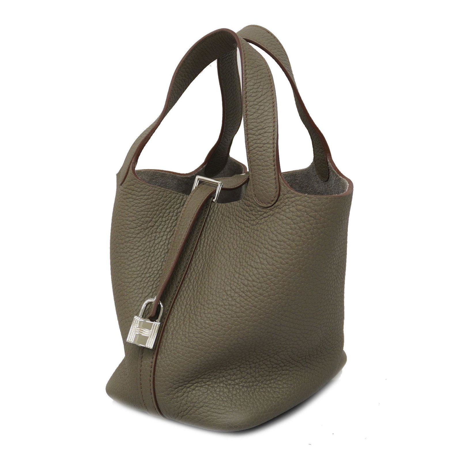 Hermes Picotin Picotin Lock PM # P Engraved Veil Grease Women's Taurillon: Hermes Picotin Picotin Lock PM # P Engraved Veil Grease Women's Taurillon Brand: Hermes Line: Picotin Model: Picotin Lock PM # P Engraved Veil Grease Type: Handbag Material: Taurillon clemence leather