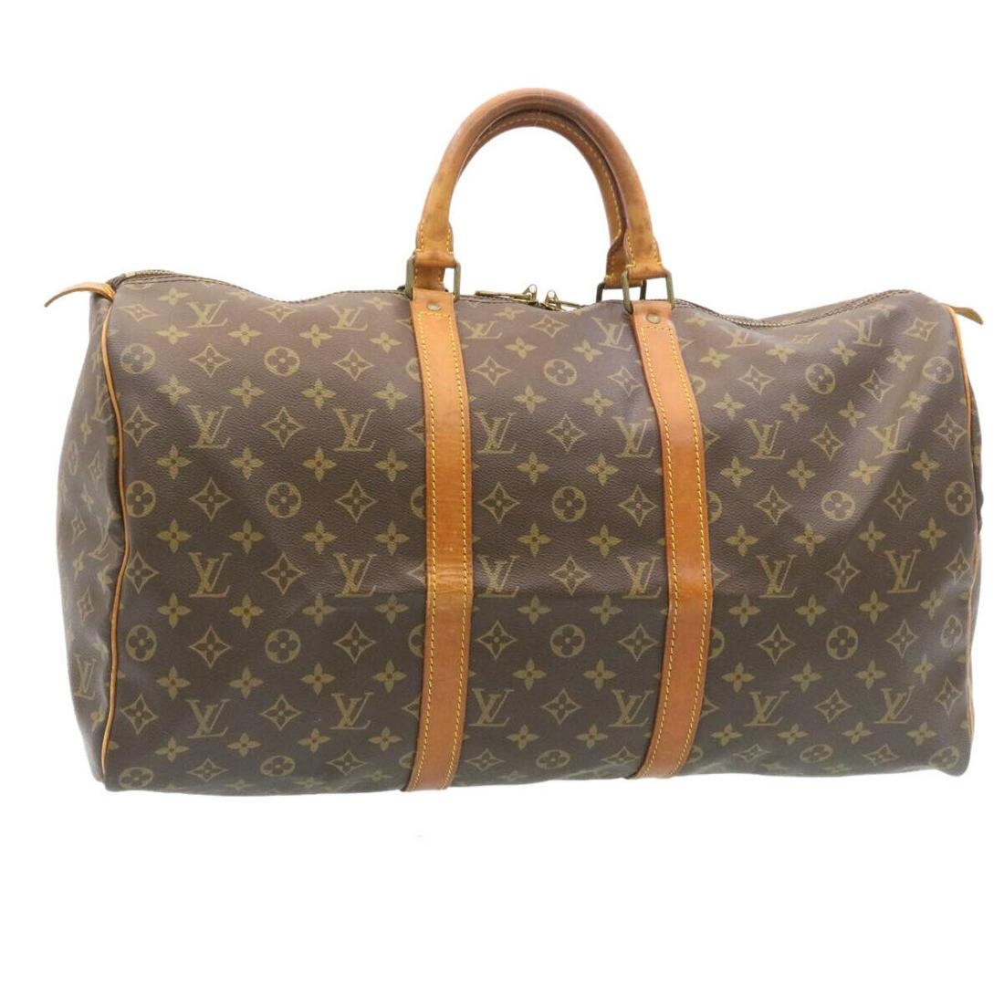 LOUIS VUITTON Monogram Keepall 50 Boston Bag M41426 LV: LOUIS VUITTON Monogram Keepall 50 Boston Bag M41426 LV Style: Boston Bag Material: Monogram Canvas Exterior Color: Monogram Bag Height: 9.8inch(Approx) / 25cm(Approx) Bag Depth: 8.7inch(Approx) / 22cm