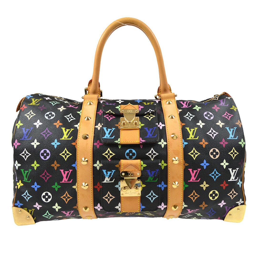 LOUIS VUITTON KEEPALL 45 TRAVEL HANDBAG FL1023 MONOGRAM MULTI M92640: LOUIS VUITTON KEEPALL 45 TRAVEL HANDBAG FL1023 MONOGRAM MULTI M92640 Bag Width: 18.1 Pattern: Monogram Bag Height: 10.8 Closure: Zipper Size: Large Handle Style: Double Handles Lining Material: Alcant