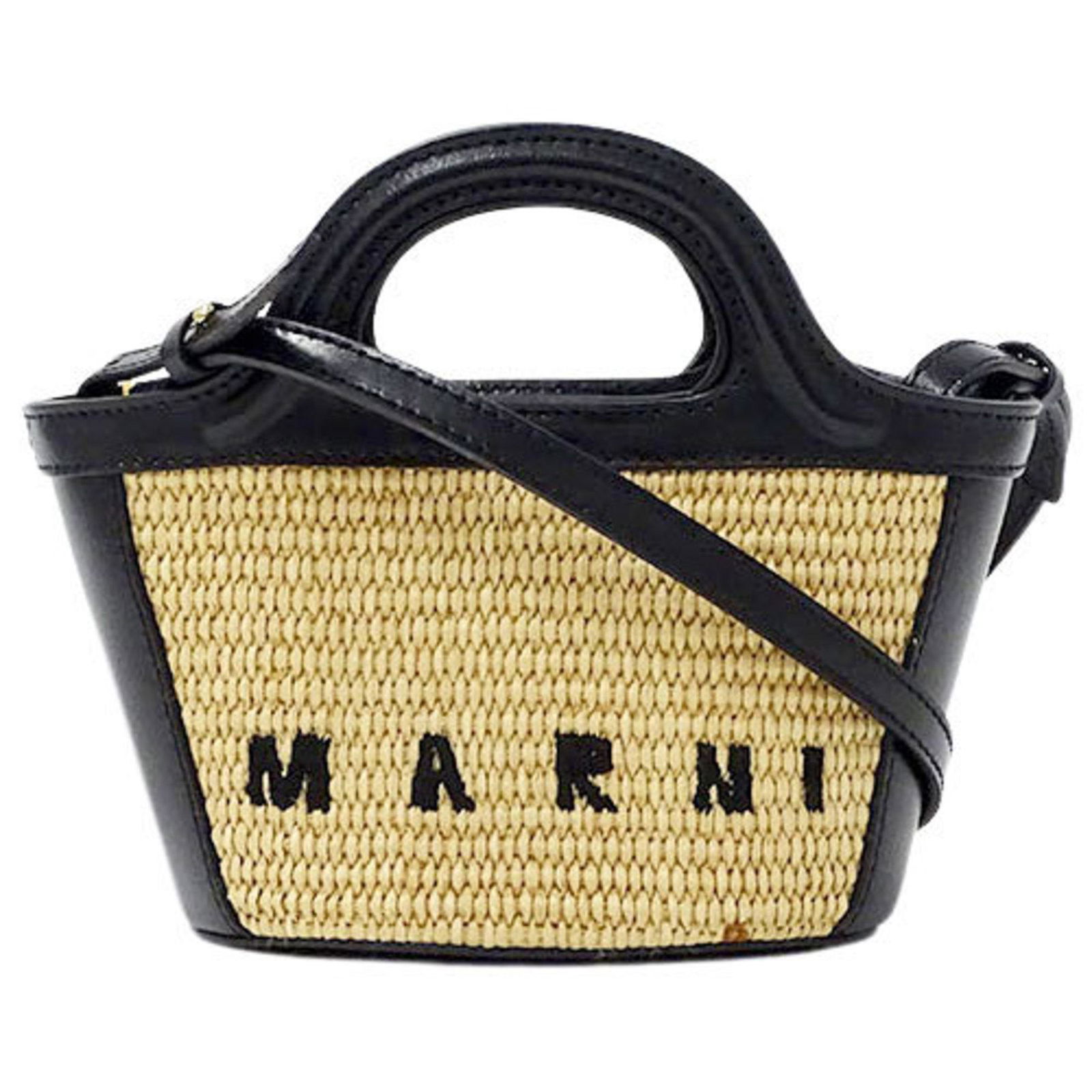 Marni MARNI Bag Ladies Handbag Shoulder 2way Tropicalia Straw Leather Beige Black: Marni MARNI Bag Ladies Handbag Shoulder 2way Tropicalia Straw Leather Beige Black Brand: Marni Country of Origin: Italy Type: Handbag Shoulder bag Material: Straw Leather Straw: Leather: Color: Beige