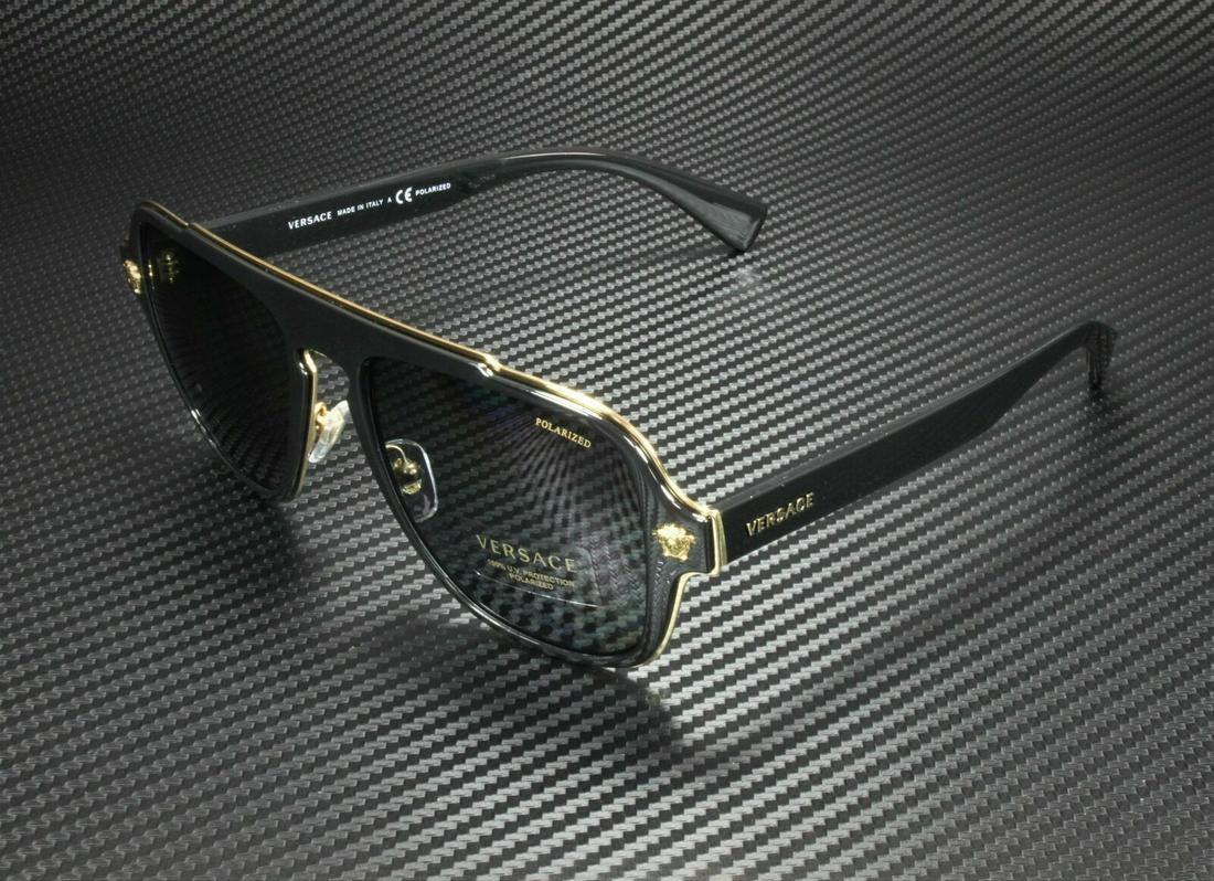 Versace VE2199 100281 Black Grey Polarized Lens Men's Sunglasses 56mm: Versace VE2199 100281 Black Grey Polarized Lens Men's Sunglasses 56mm Frame Material: Acetate Lens Material: Plastic Features: Lightweight Year Manufactured: 2020-2029 Frame Color: Black Uv Protection