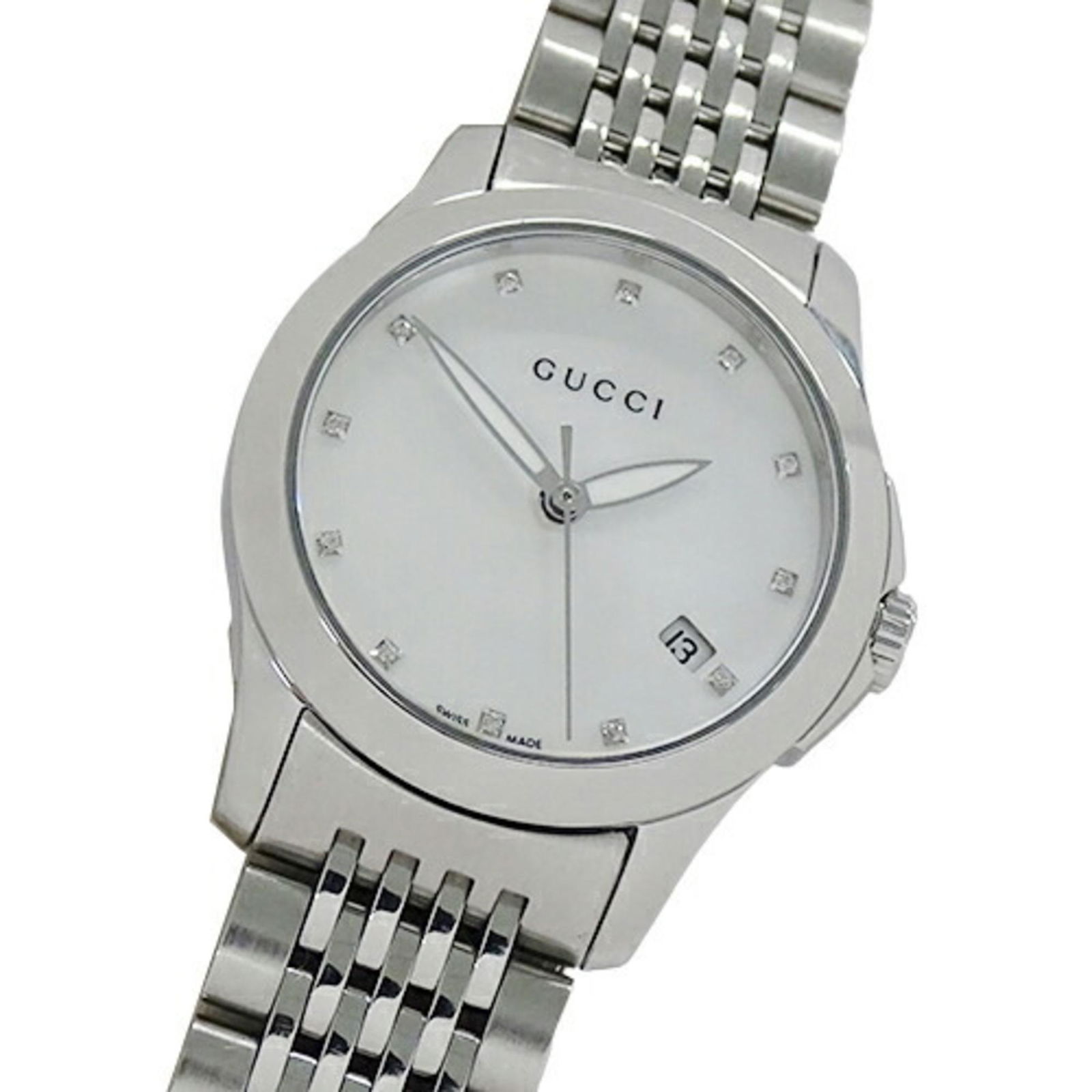 Gucci Gucci Watch Ladies G Timeless Shell 12p Diamond Date Quartz