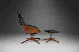 Mid Century Modern Tufted Lounge Chair And Ottoman By George Mulhauser