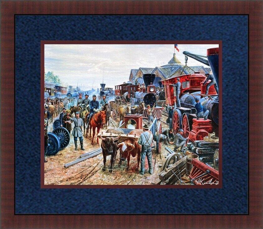 Mort Kunstler Jackson Commandeers the Railroad Mini Print Custom Framed: Mort Kunstler Jackson Commandeers the Railroad Mini Print Custom Framed Features: Framed Matted Open Edition Region Of Origin: United States Custom Bundle: No Personalize: No Handmade: No Item Width:
