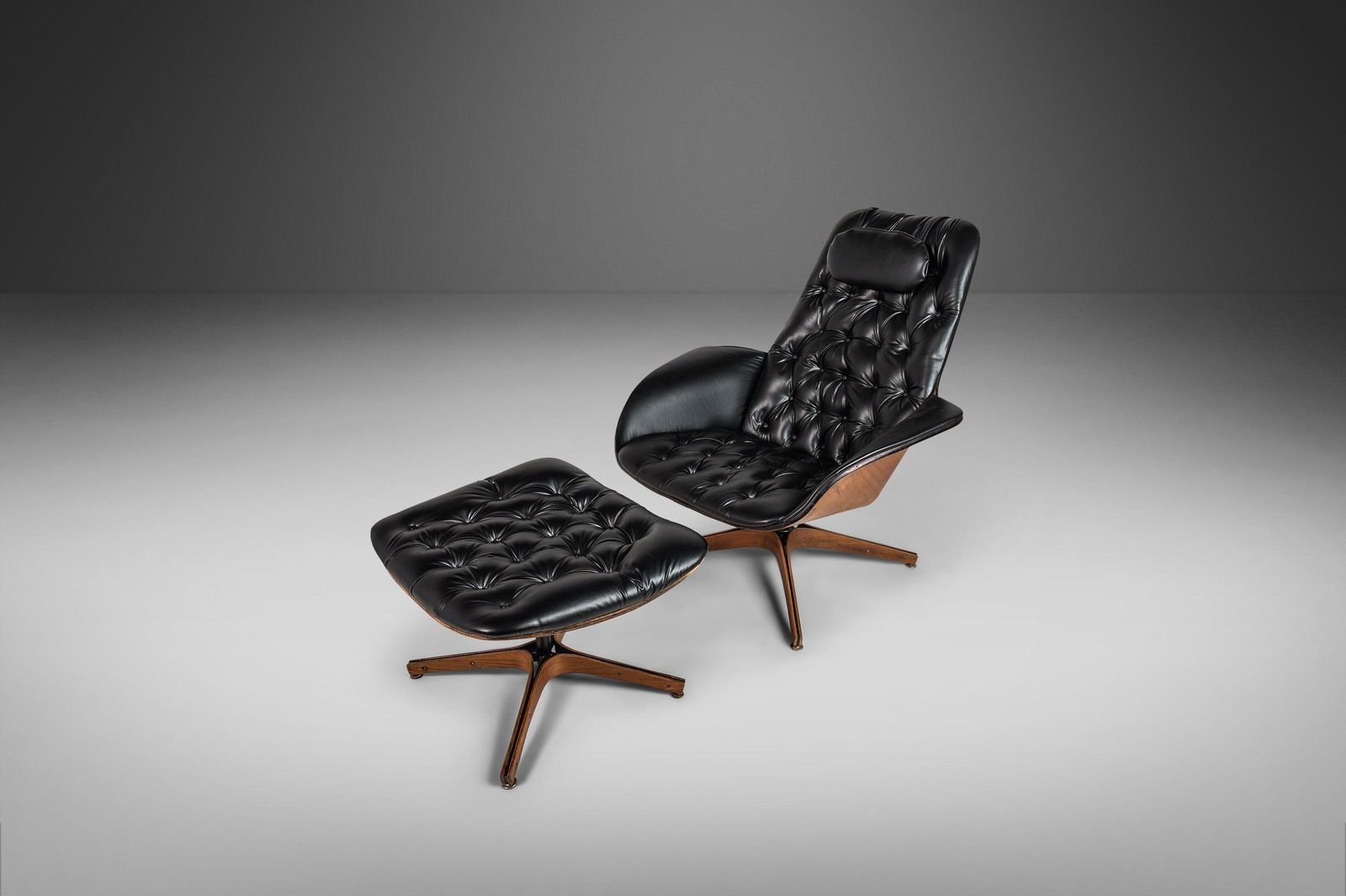 Mid Century Modern Tufted Lounge Chair And Ottoman By George Mulhauser