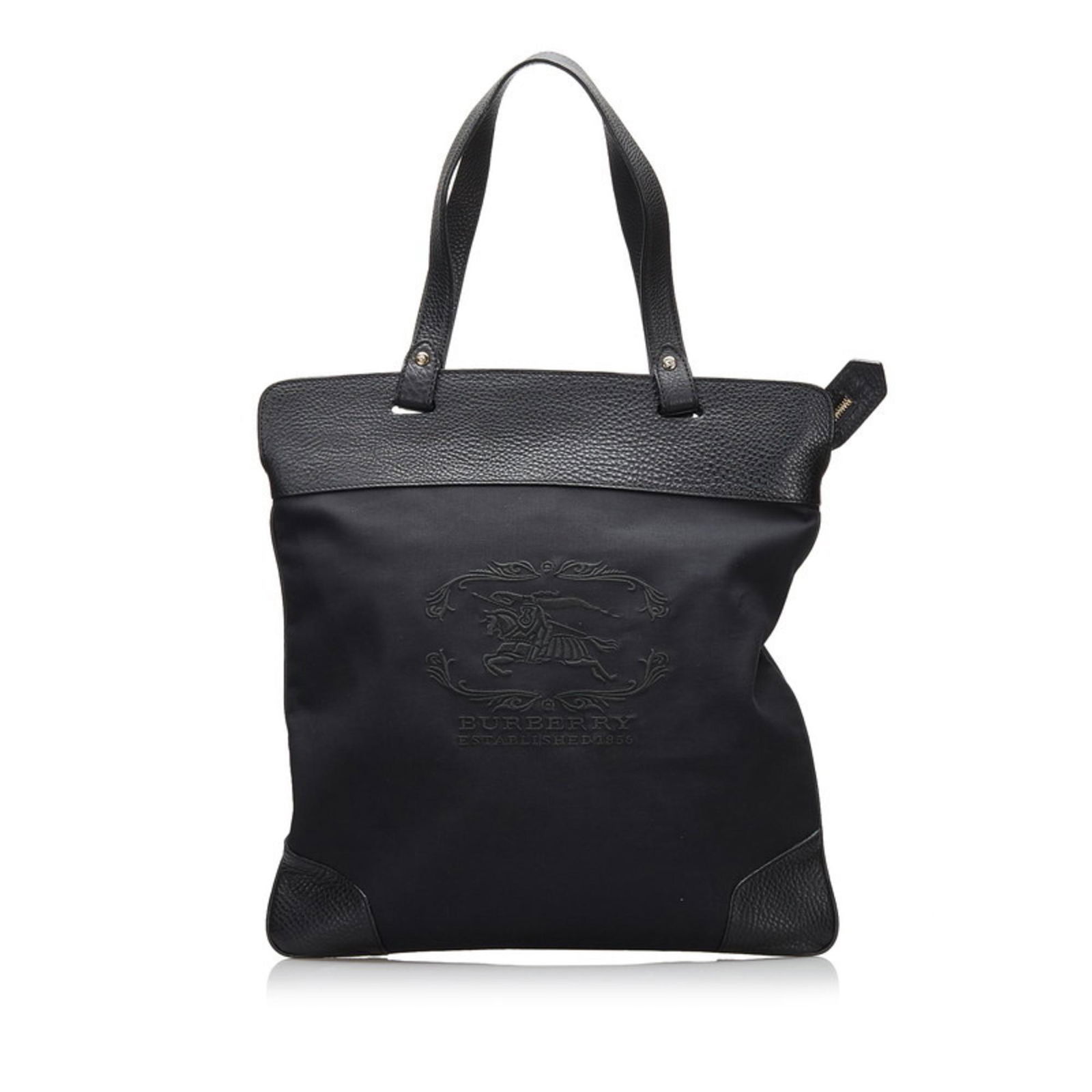Burberry Tote Bag Black Nylon Leather Men Burberry