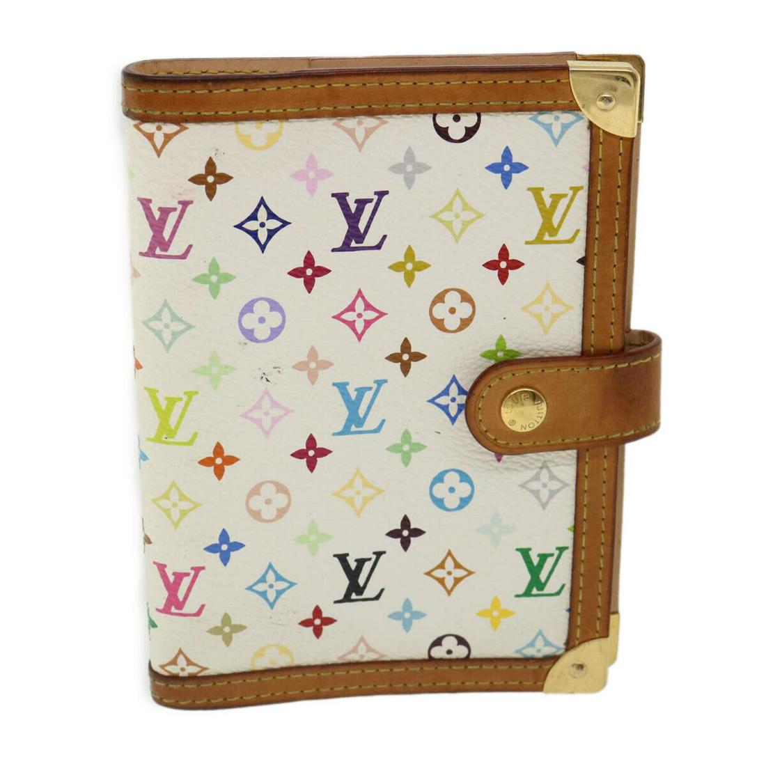 LOUIS VUITTON Multicolor Agenda PM Day Planner Cover White R20896 LV: LOUIS VUITTON Multicolor Agenda PM Day Planner Cover White R20896 LV Style: Day Planner Cover Material: Monogram Multicolor Canvas Color: White Bag Height: 5.7inch(Approx) / 14.5cm(Approx) Bag Depth: 