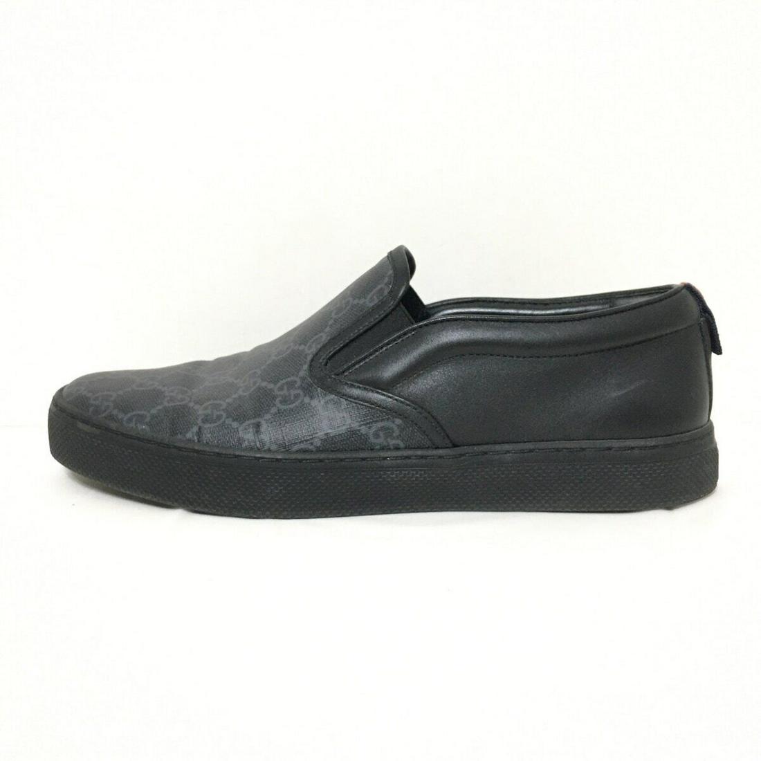Gucci Gg 407362 Dark Gray Black Leather Pvc Mens Shoes