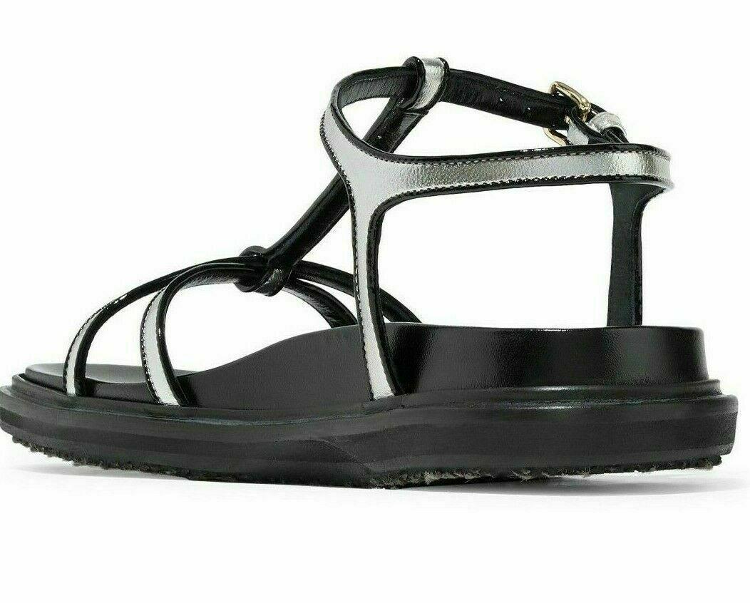 MARNI Iconic Anatomic Anatomical Padded Sole Sandals Shoes New: MARNI Iconic Anatomic Anatomical Padded Sole Sandals Shoes New Accents: DOUBLE SUSPENDER BELT Padded sole crossover sandals DOUBLE SANGLES Assise du pied crossover sandy ales DOUBLE STRAPS footbed cro