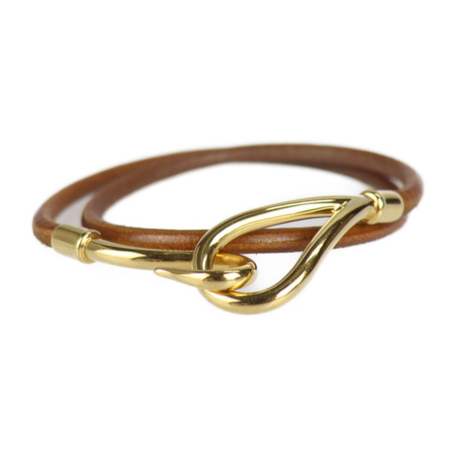 HERMES Hermes jumbo bracelet leather brown gold metal fittings double choker: HERMES Hermes jumbo bracelet leather brown gold metal fittings double choker Brand: Hermes Line: Jumbo Type: Charm bracelet Gender: Men Women Material: Leather Color: Brown Length: 17cm / 6.69 Total L