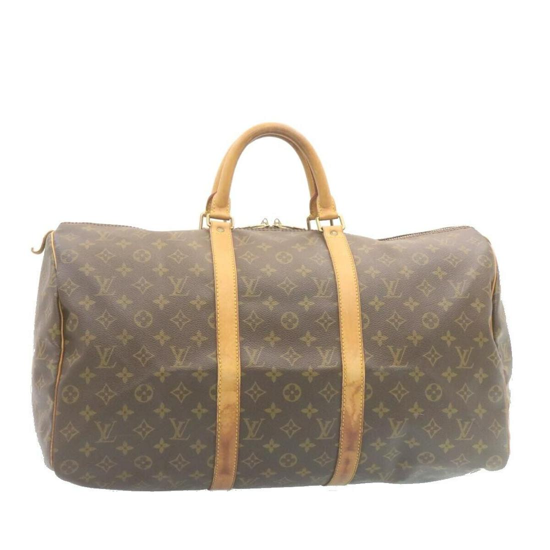 LOUIS VUITTON Monogram Keepall 50 Boston Bag M41426 LV: LOUIS VUITTON Monogram Keepall 50 Boston Bag M41426 LV Style: Boston Bag Material: Monogram Canvas Exterior Color: Monogram Bag Height: 9.8inch(Approx) / 25cm(Approx) Bag Depth: 8.7inch(Approx) / 22cm