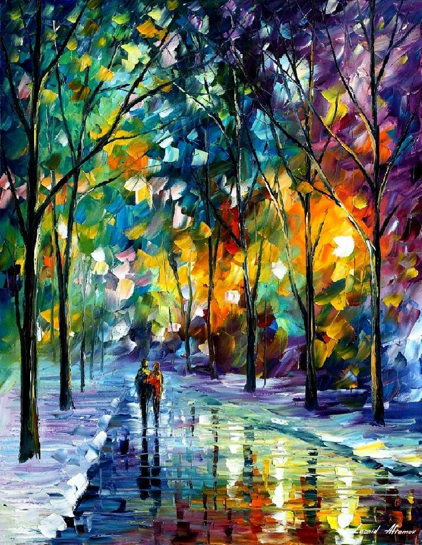Night Colors - Limited Edition 1/25 by Leonid Afremov: Night Colors - Limited Edition 1/25 by Leonid Afremov This is a limited edition giclee hand-painted by Leonid Afremov. This is the first giclee of a small edition of 25 paintings. The rest of the edit