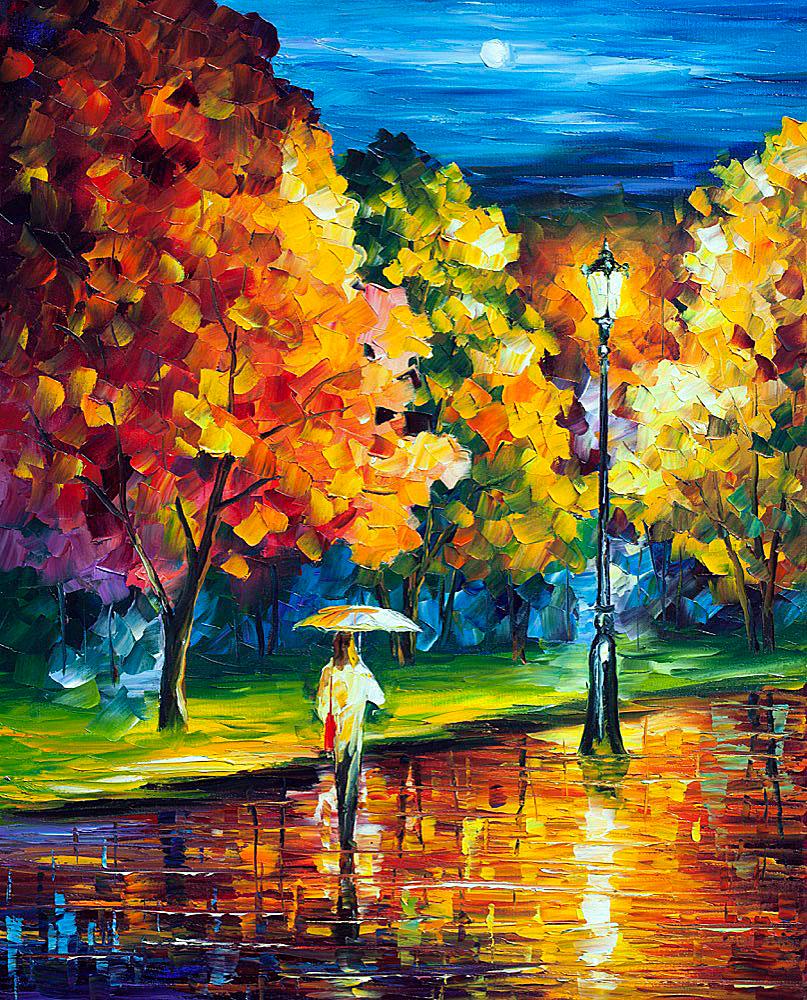 Moony Night - Limited Edition 1/25 by Leonid Afremov: Moony Night - Limited Edition 1/25 by Leonid Afremov This is a limited edition giclee hand-painted by Leonid Afremov. This is the first giclee of a small edition of 25 paintings. The rest of the editi