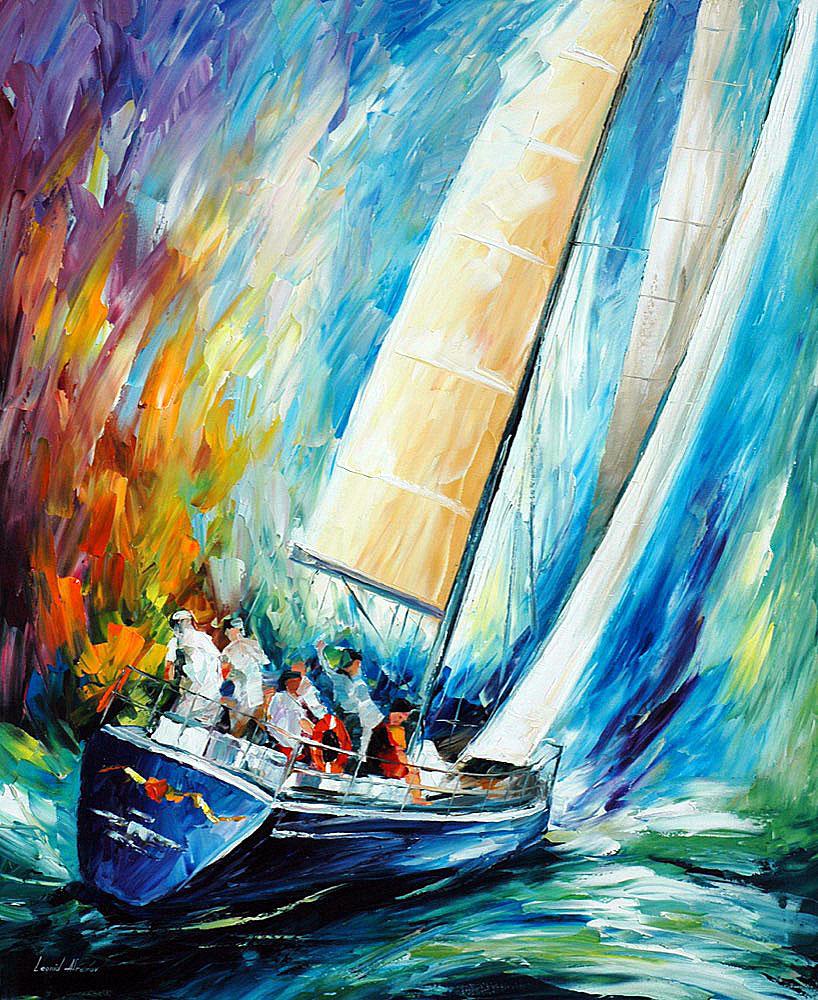 Regatta - Wind - Limited Edition 1/25 by Leonid Afremov: Regatta - Wind - Limited Edition 1/25 by Leonid Afremov This is a limited edition giclee hand-painted by Leonid Afremov. This is the first giclee of a small edition of 25 paintings. The rest of the ed