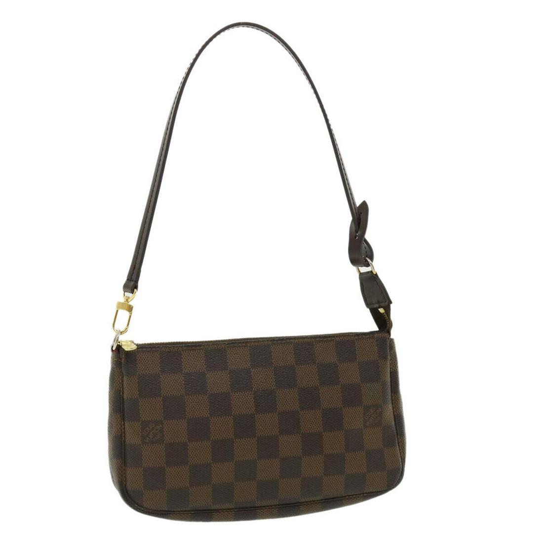 LOUIS VUITTON Damier Ebene Pochette Accessoires Pouch N41206 LV: LOUIS VUITTON Damier Ebene Pochette Accessoires Pouch N41206 LV Style: Pouch Material: Damier Ebene Canvas Exterior Color: Damie Ebene Bag Height: 5.1inch(Approx) / 13cm(Approx) Bag Depth: 1.2inch(App