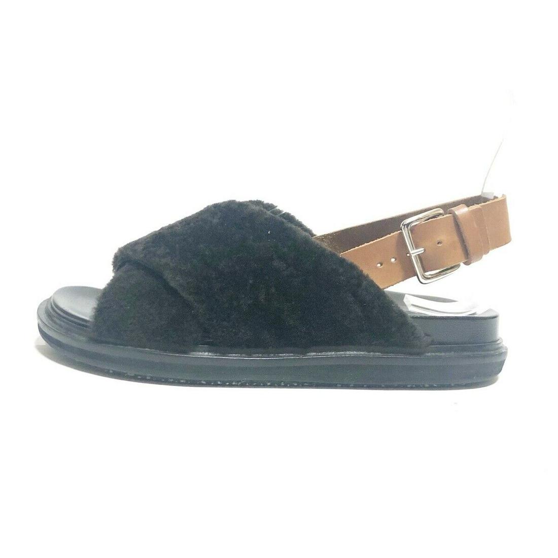 MARNI - Dark Brown Light Brown Black Mouton Leather Womens Sandals: MARNI - Dark Brown Light Brown Black Mouton Leather Womens Sandals Style: Sandals Color: Dark Brown Light Brown Black Upper Material: Mouton Leather Accessories: Dust Bag Type: Sandals C: Heavily Used