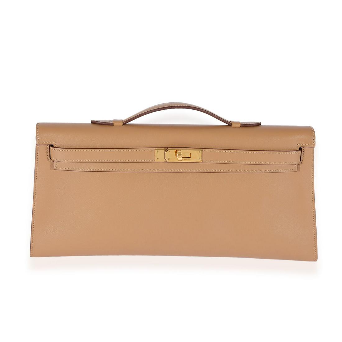 Hermes Bronze Dore Swift Kelly Longue Clutch GHW: Hermes Bronze Dore Swift Kelly Longue Clutch GHW Gender: Unisex Dimensions: 13 x 6.5 x 1 Bag Width: 13 in Bag Depth: 1 in Bag Height: 6.5 in Handbag Accessories: Dustbag;Felt Protector Lining Color: B