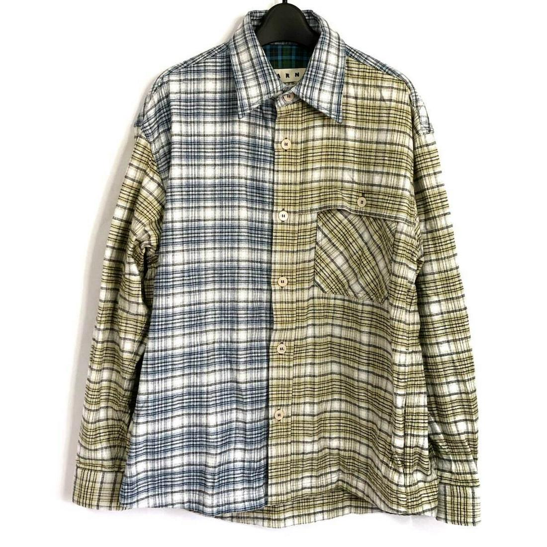 MARNI Cotton Mens Shirt Blue Yellow White: MARNI Cotton Mens Shirt Blue Yellow White Style: Shirt Color: Blue Yellow White Material: Cotton Accessories: None Type: Shirt Sleeve Length: 23.4" (60 cm) Size: 48 B: Reasonable Wear and Tear The BID