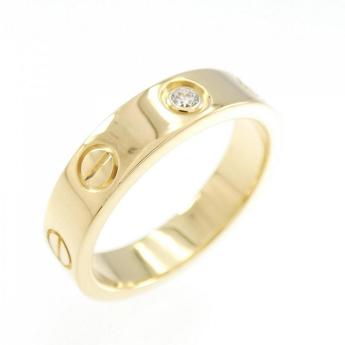 Cartier MINI LOVE 1P Ring: Cartier MINI LOVE 1P Ring Style: Ring Material: 750 Yellow Gold Gender: Ladies" Size: 7.0 (JPN size) (47) Accessories: No accessories Main Stone: Diamond Weight: Weight about:4.2g Actualsize: Max W: 3