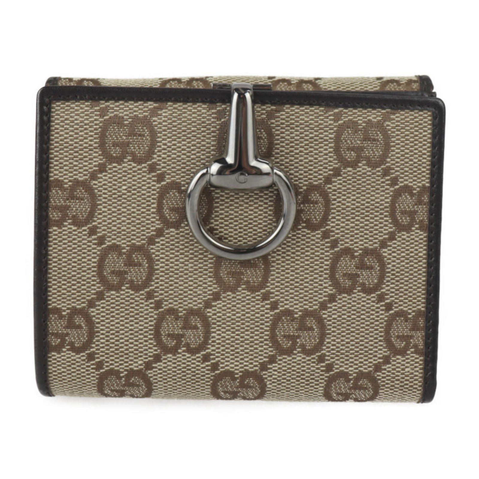 GUCCI Gucci horsebit folio wallet 101604 GG canvas leather beige brown silver metal fittings clip: GUCCI Gucci horsebit folio wallet 101604 GG canvas leather beige brown silver metal fittings clip Brand: Gucci Type: Wallet (bi-fold) Gender: Men Women Material: GG canvas Leather GG canvas: Leather: