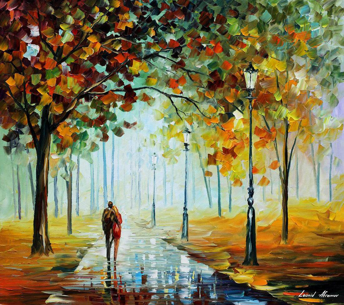 Fall Love - Limited Edition 1/25 by Leonid Afremov: Fall Love - Limited Edition 1/25 by Leonid AfremovThis is a limited edition giclee hand-painted by Leonid Afremov. This is the first giclee of a small edition of 25 paintings. The rest of the edition