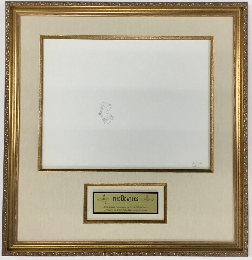 Original 1968 Beatles Yellow Submarine Production Drawing 2 Custom Framed: Original 1968 Beatles Yellow Submarine Production Drawing 2 Custom Framed Animation Studio: King Features Signed By: Ron Campbell Character: Drawing 2 Tradition: Western Animation Title: Yellow Submar
