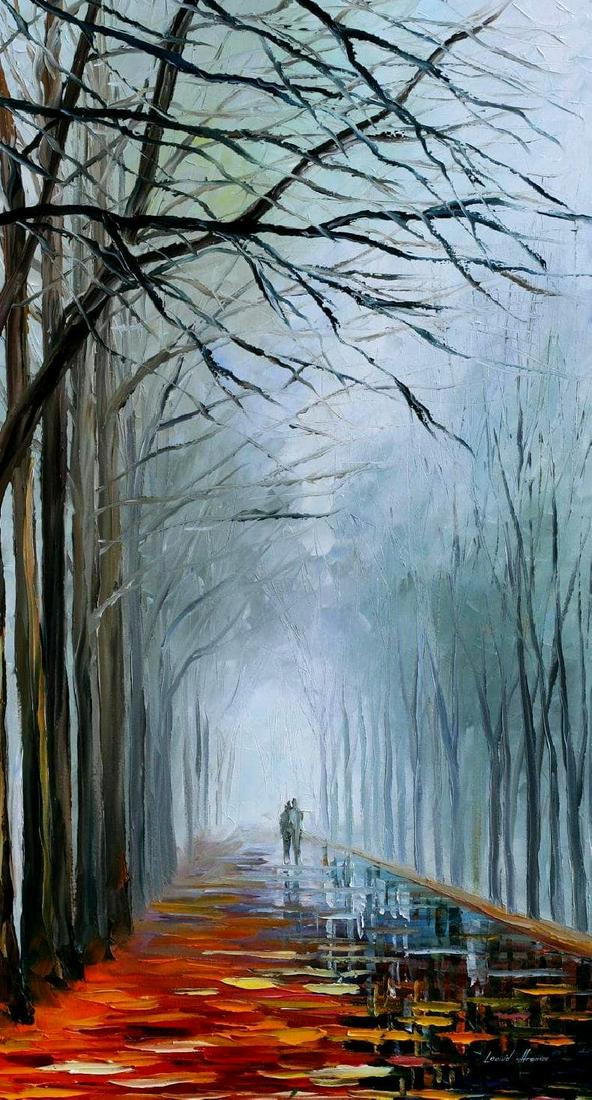 Foggy Path - Limited Edition 1/25 by Leonid Afremov: Foggy Path - Limited Edition 1/25 by Leonid AfremovThis is a limited edition giclee hand-painted by Leonid Afremov. This is the first giclee of a small edition of 25 paintings. The rest of the edition
